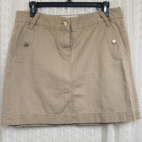J. Crew Classic Twill Chino Khaki Skirt Size 10 - Picture 1 of 6